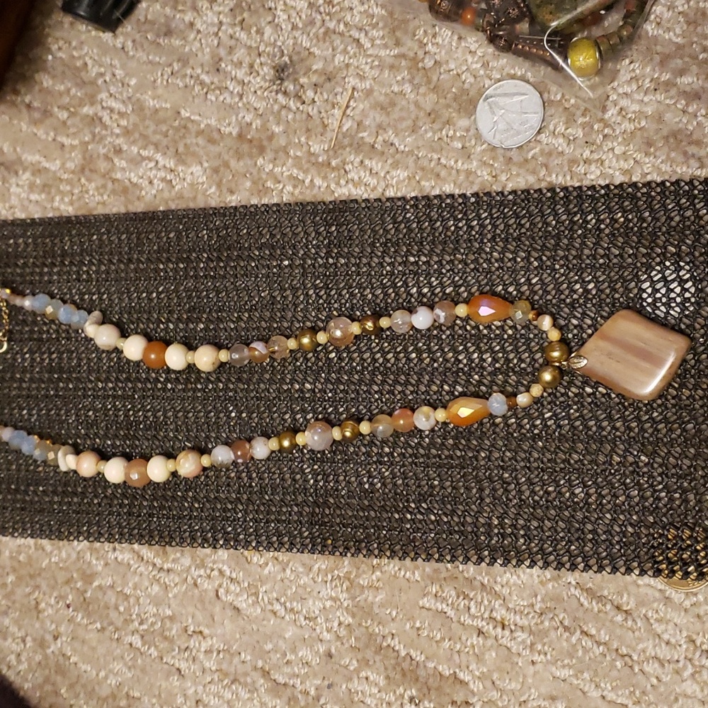 Multi semi precious stone necklace Picasso Jasper pendent